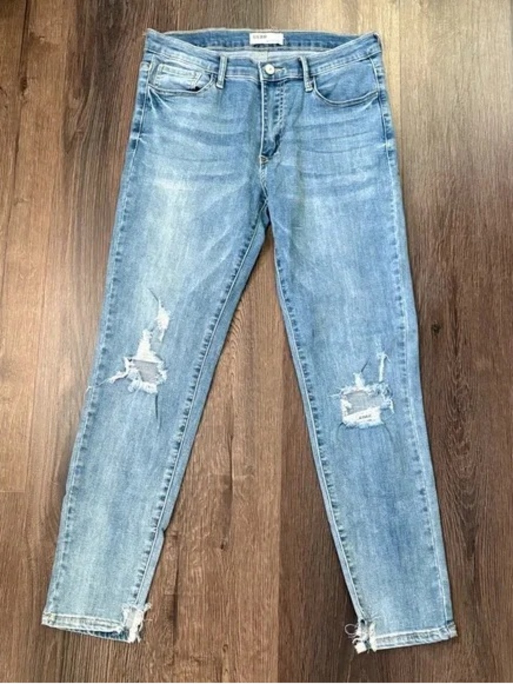 Light Blue Distressed Skinny Jeans for Women